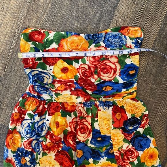 Vintage Y2K Smocked Strapless Rainbow Floral Top - Picture 8 of 8